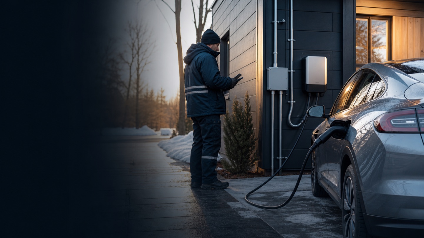 Illustration d’un véhicule électrique branché à une borne de recharge